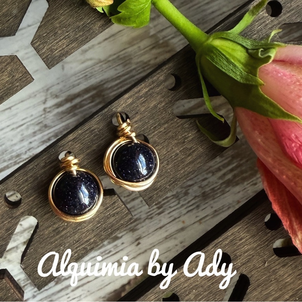 Alquimia Gold and Blue Elegant Drop Earrings